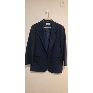 Vintage L.L. Bean Blazer Womens 12P Navy Blue Open Front Lined USA Classic
